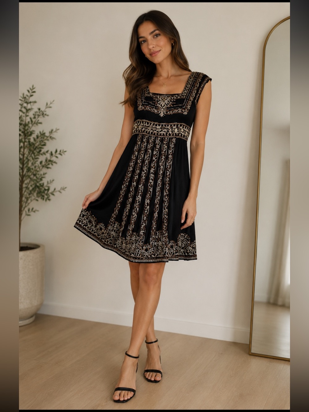 Nanette lepere slik embroidery dress size 4